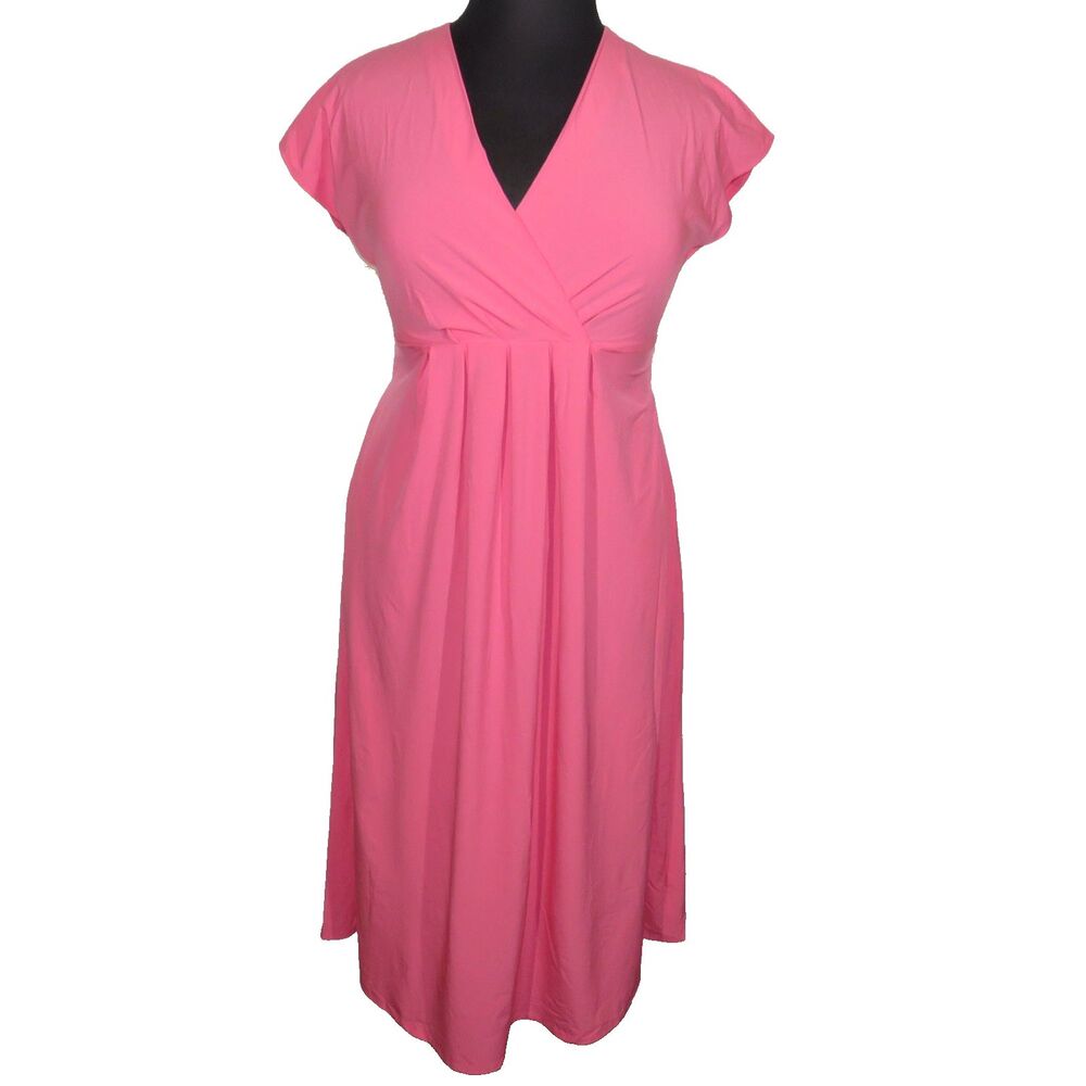 Halara Breezeful Lightweight Pleated Wrap Look Short Sleeve Midi Dress Size M